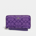 COACH Zip-Around Long Wallet with Strap Purple