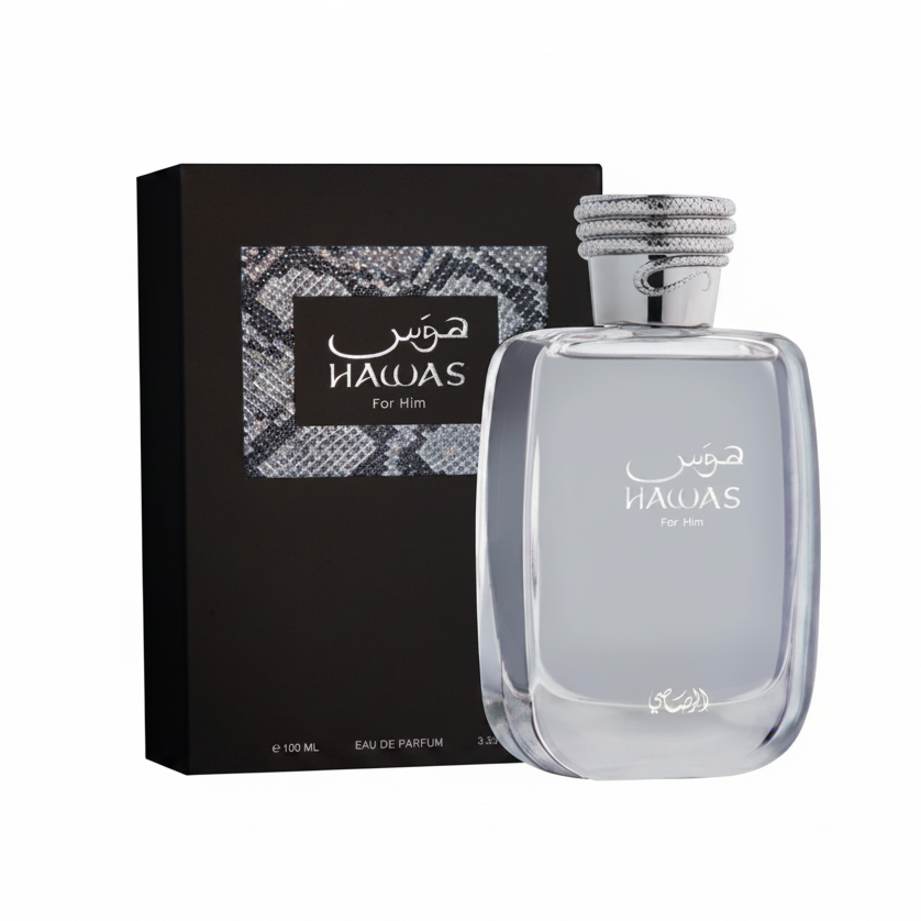Rasasi Hawas For Him EDP - Box and Bottle